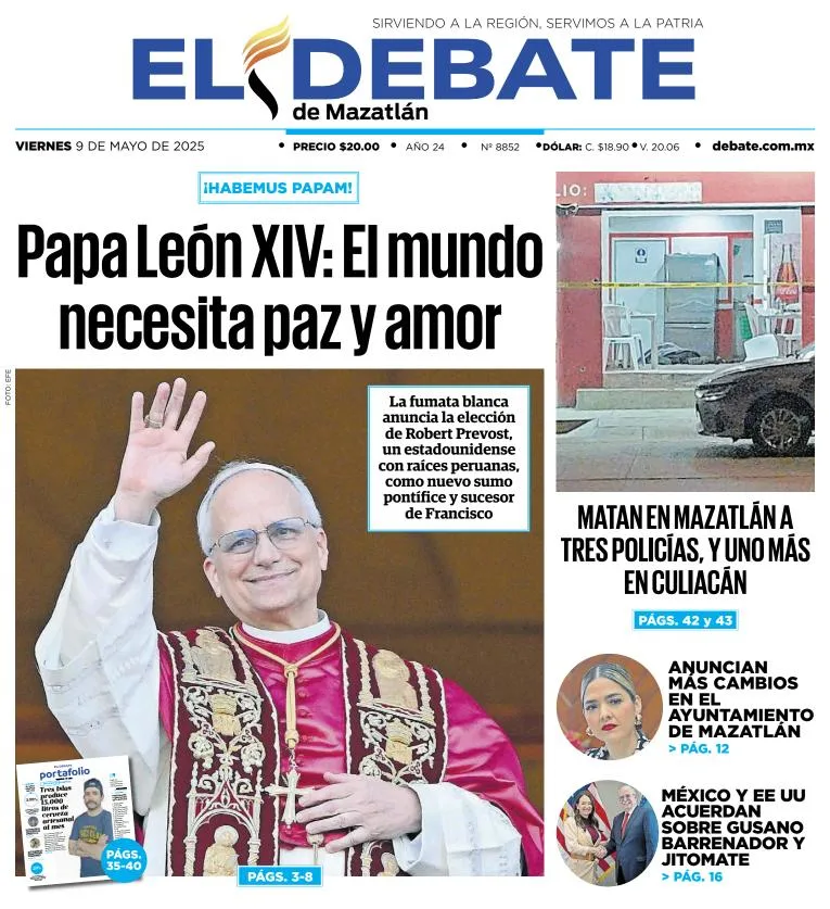 Portada de El Debate de Mazatlan