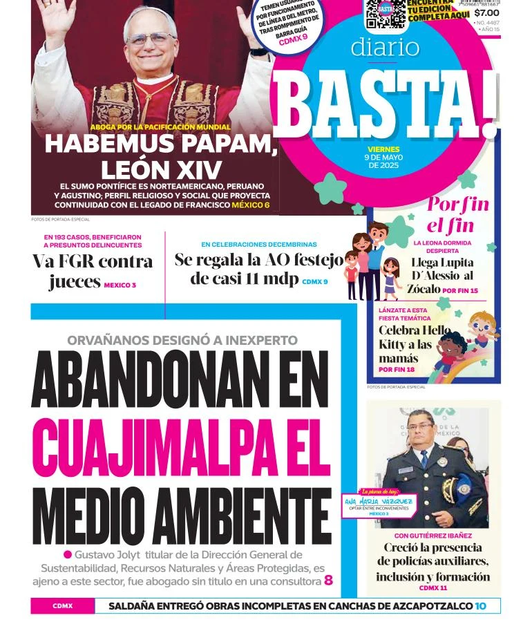 Portada de Basta del viernes, 9 de mayo de 2025