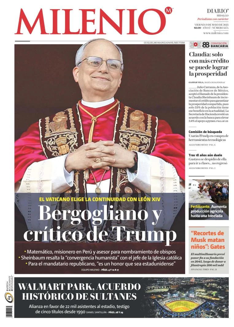 Portada de Milenio Hidalgo del viernes, 9 de mayo de 2025