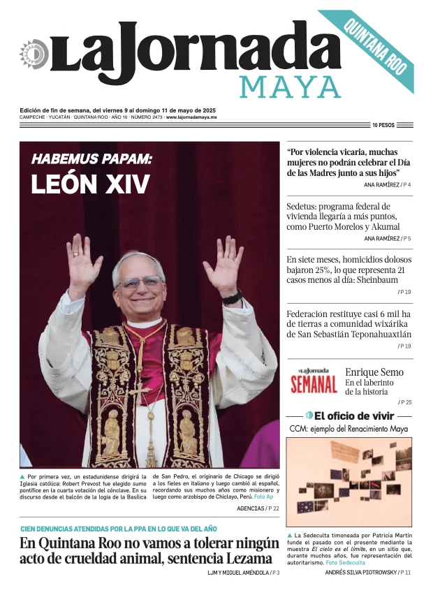 Portada de La Jornada Maya Quintana Roo del viernes, 9 de mayo de 2025