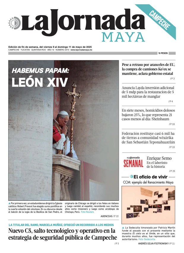 Portada de La Jornada Maya Campeche del viernes, 9 de mayo de 2025