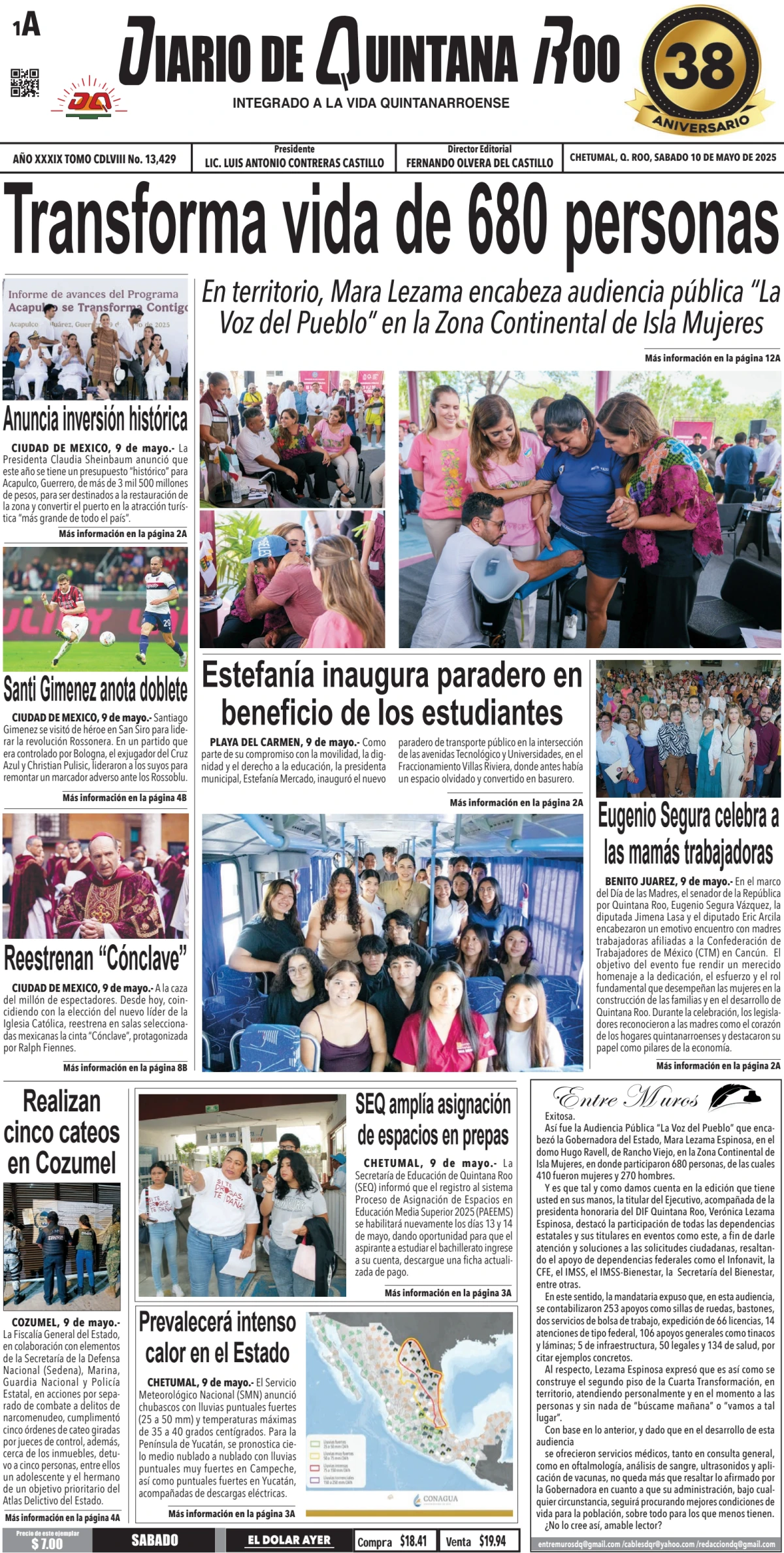 Portada de Diario de Quintana Roo (portada)