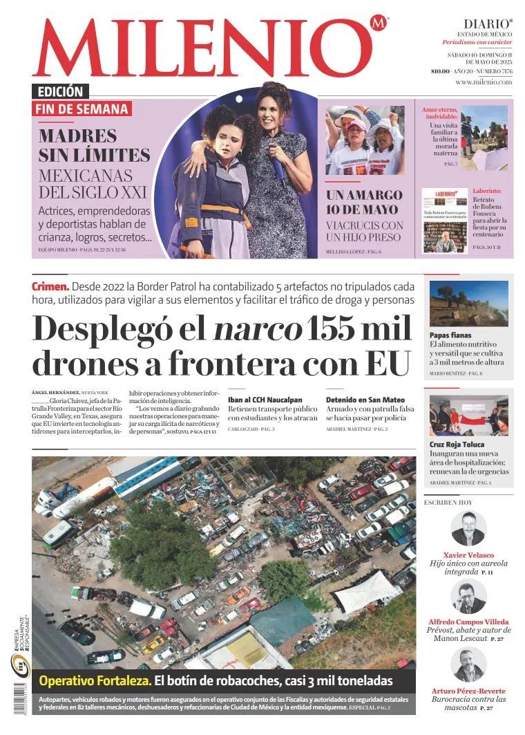 Portada de Milenio Edo de Mexico del sábado, 10 de mayo de 2025