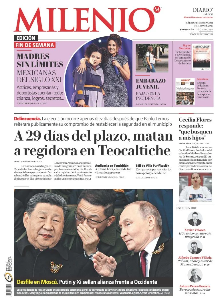 Portada de Milenio Jalisco del sábado, 10 de mayo de 2025