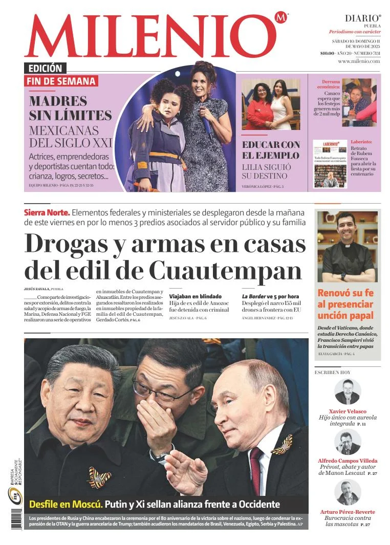 Portada de Milenio Puebla del sábado, 10 de mayo de 2025