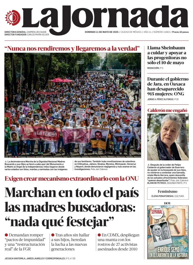 Portada de La Jornada