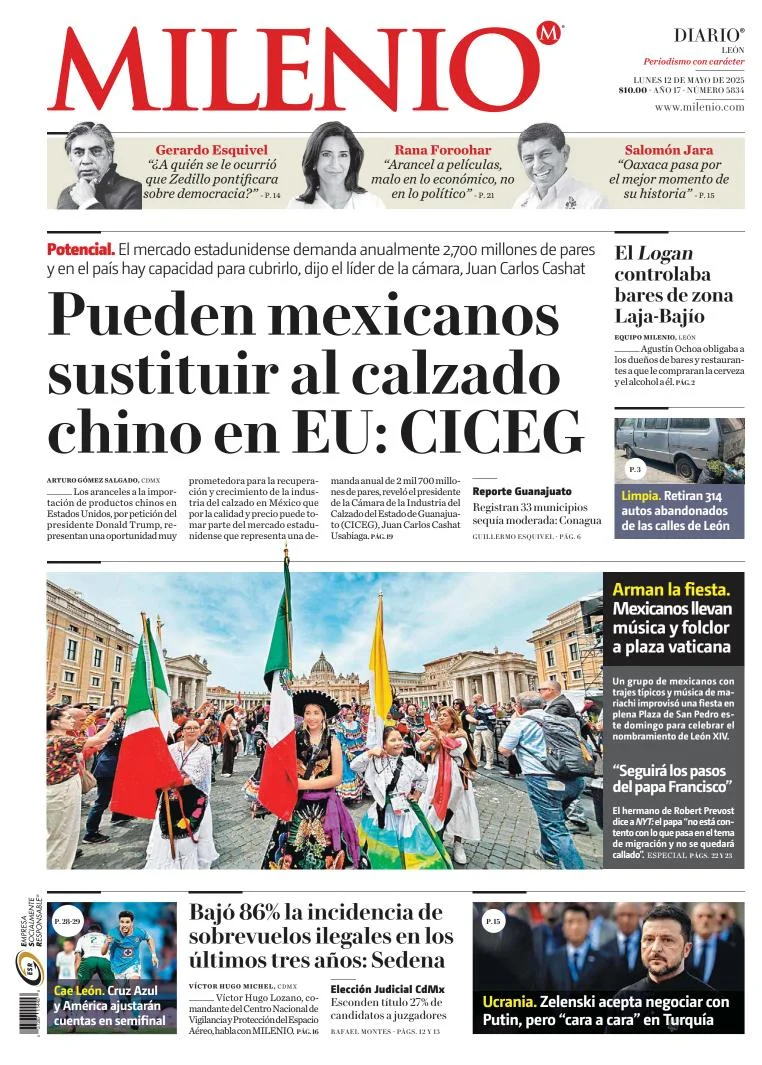 Portada de Milenio Leon del lunes, 12 de mayo de 2025