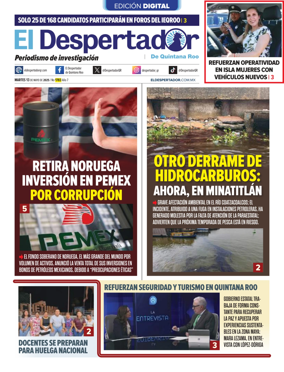 Portada de El Despertador de Quintana Roo