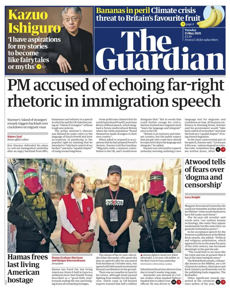 Portada de The Guardian (reino Unido) del martes, 13 de mayo de 2025