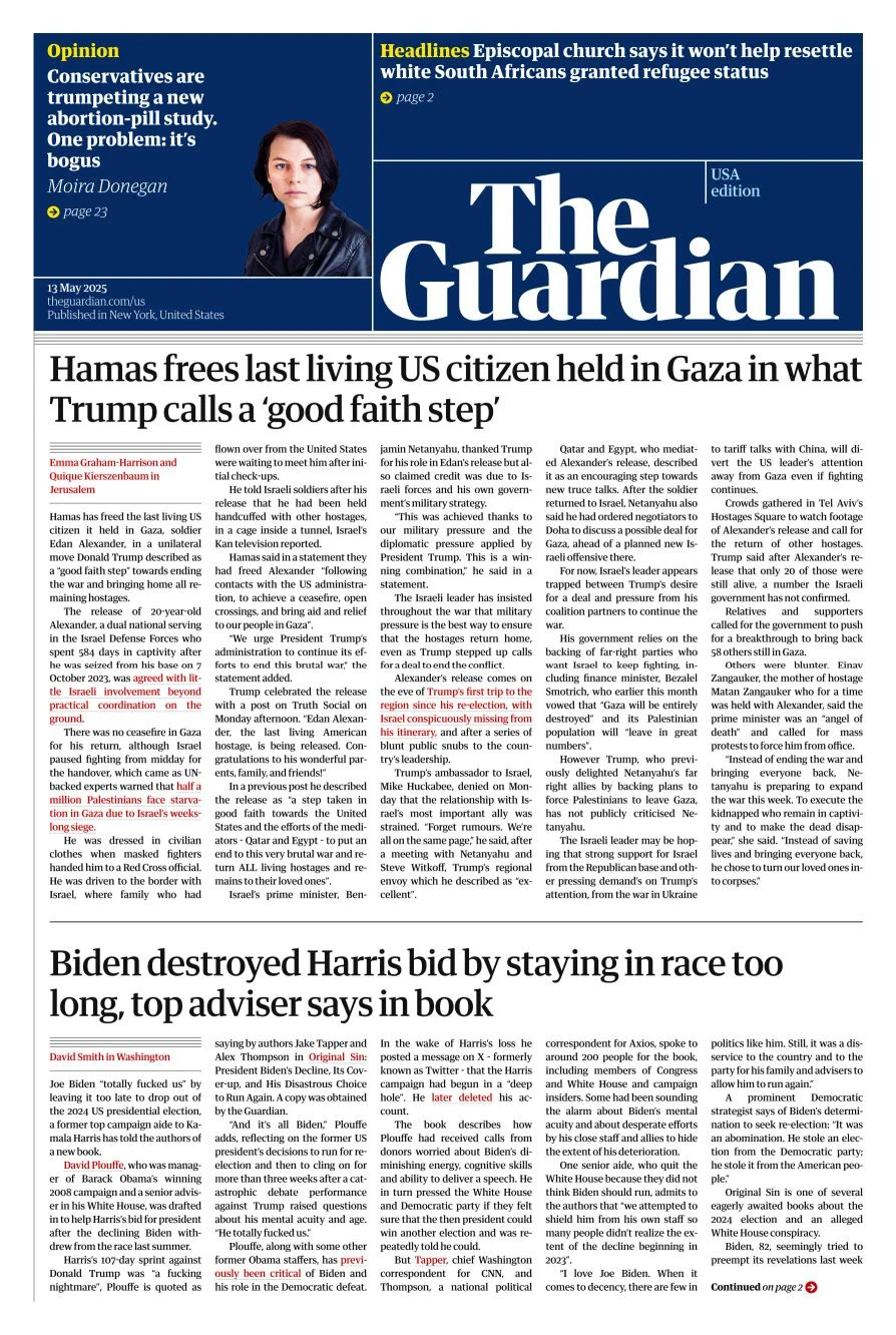 Portada de The Guardian (usa)