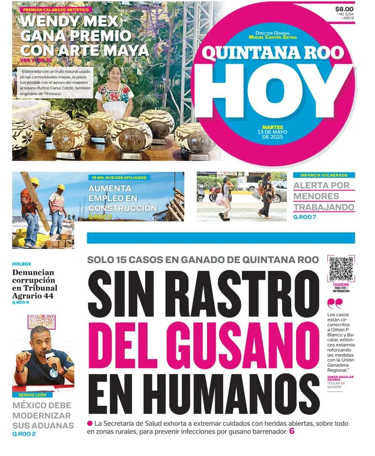 Portada de Quintana Roo Hoy del martes, 13 de mayo de 2025