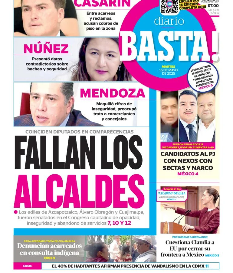 Portada de Basta del martes, 13 de mayo de 2025