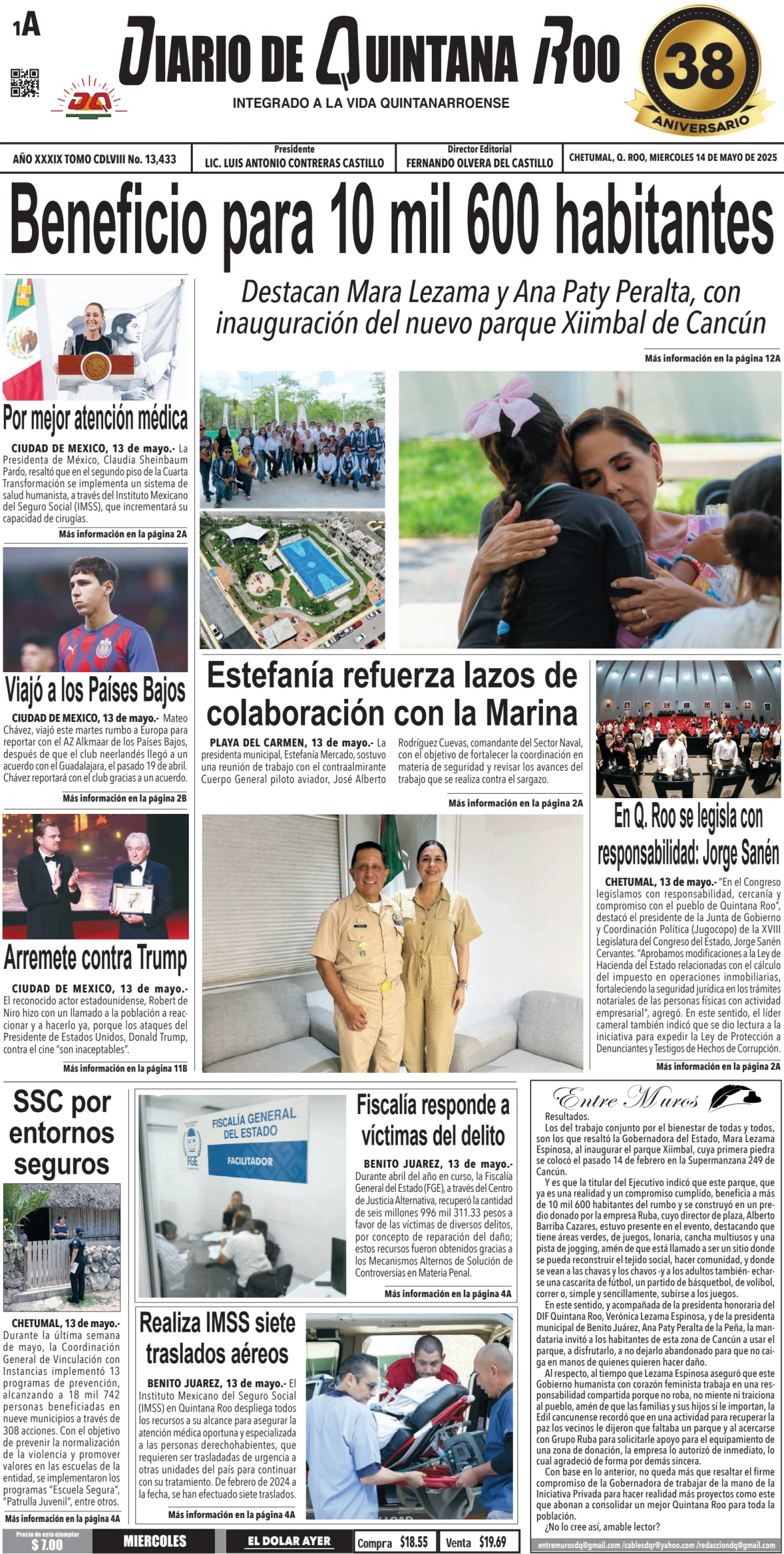 Portada de Diario de Quintana Roo (portada)