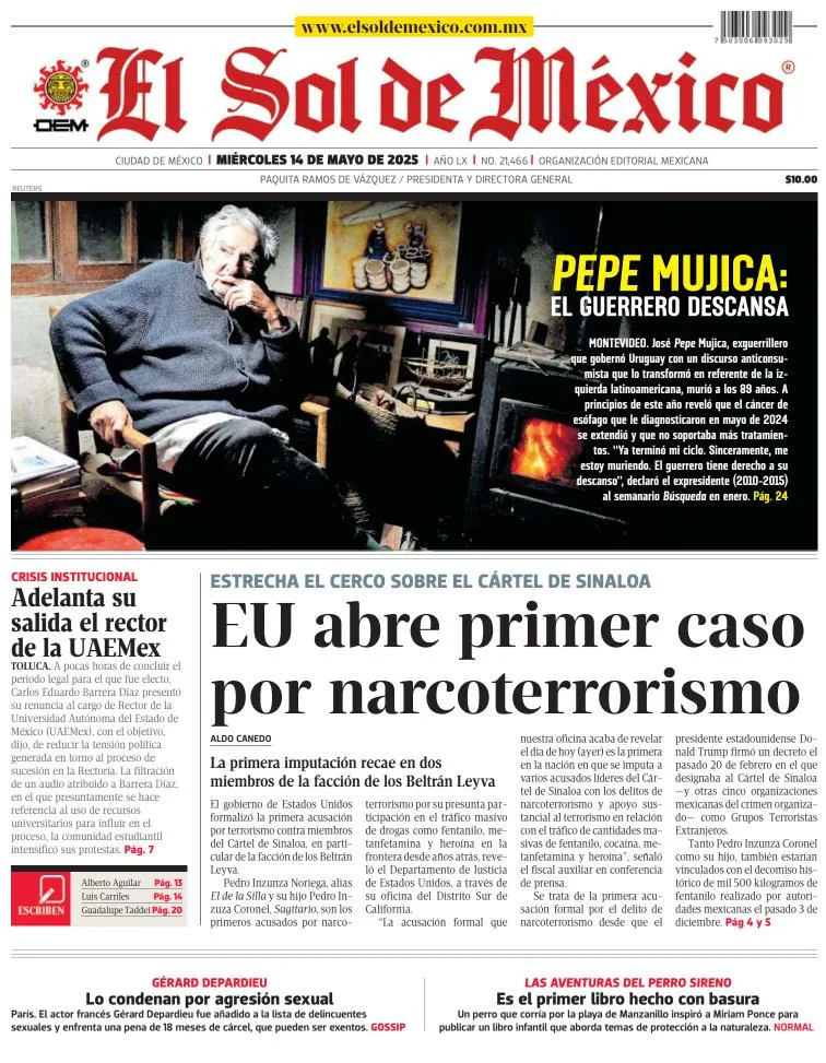 Portada de El Sol de Mexico