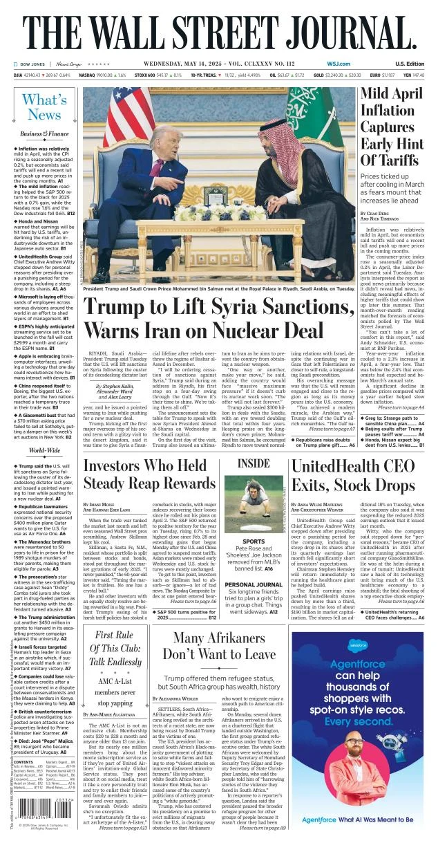 Portada de The Wall Street Journal