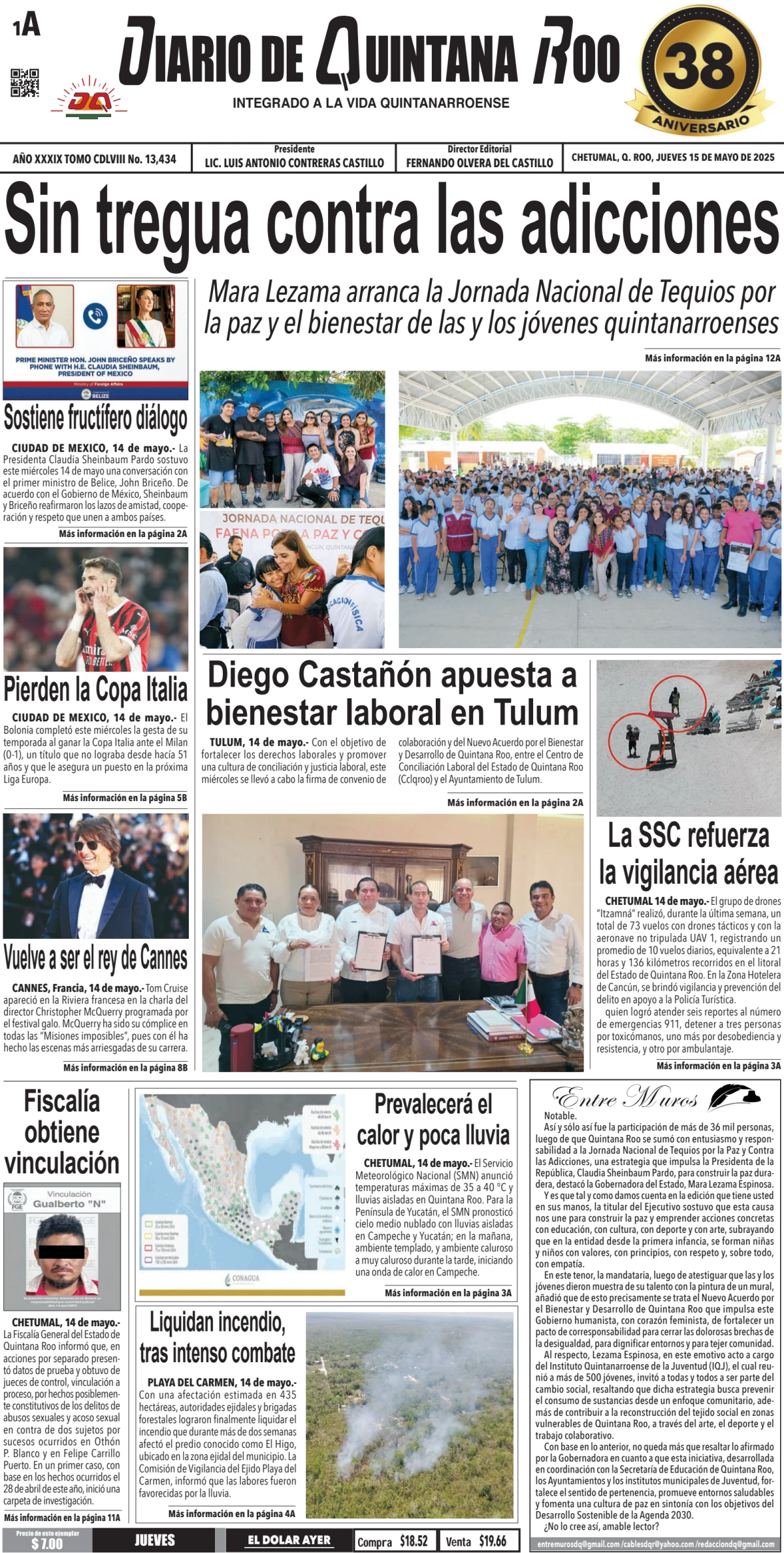 Portada de Diario de Quintana Roo (portada)