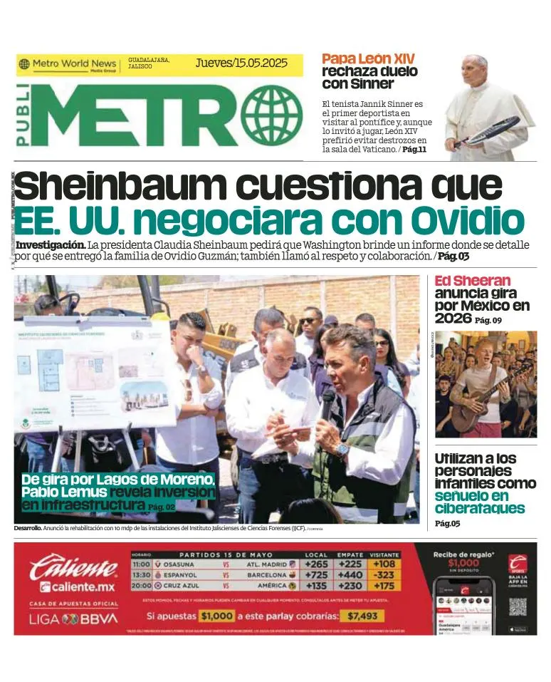 Portada de Publimetro Guadalajara