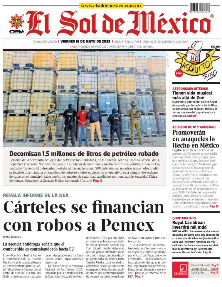 Portada de El Sol de Mexico