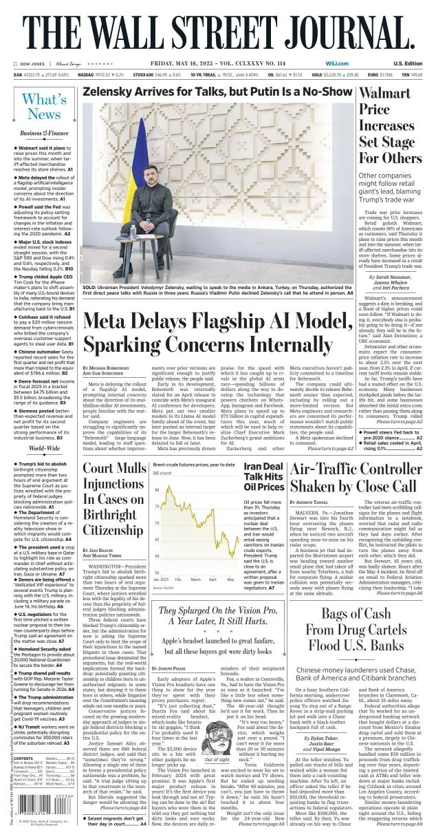 Portada de The Wall Street Journal