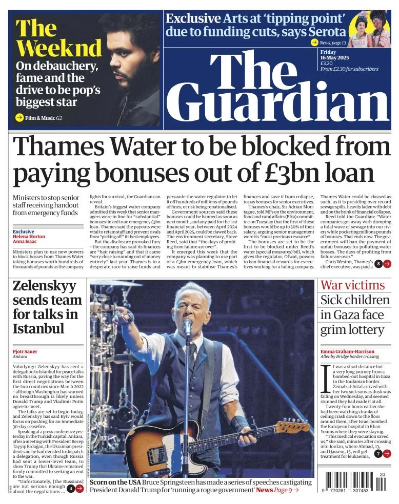 Portada de The Guardian (reino Unido)