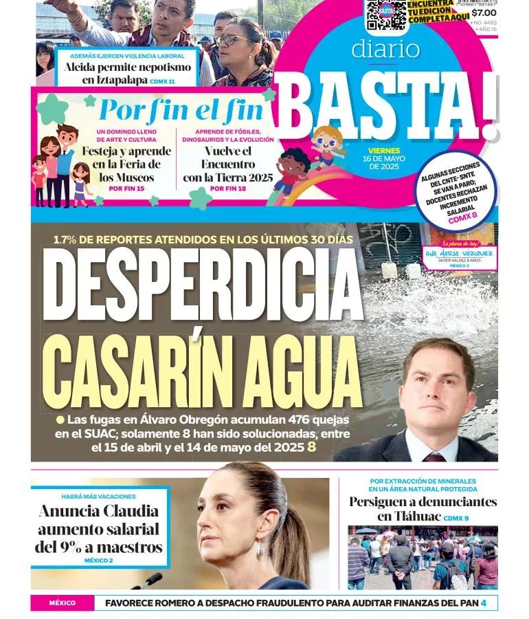 Portada de Basta del viernes, 16 de mayo de 2025