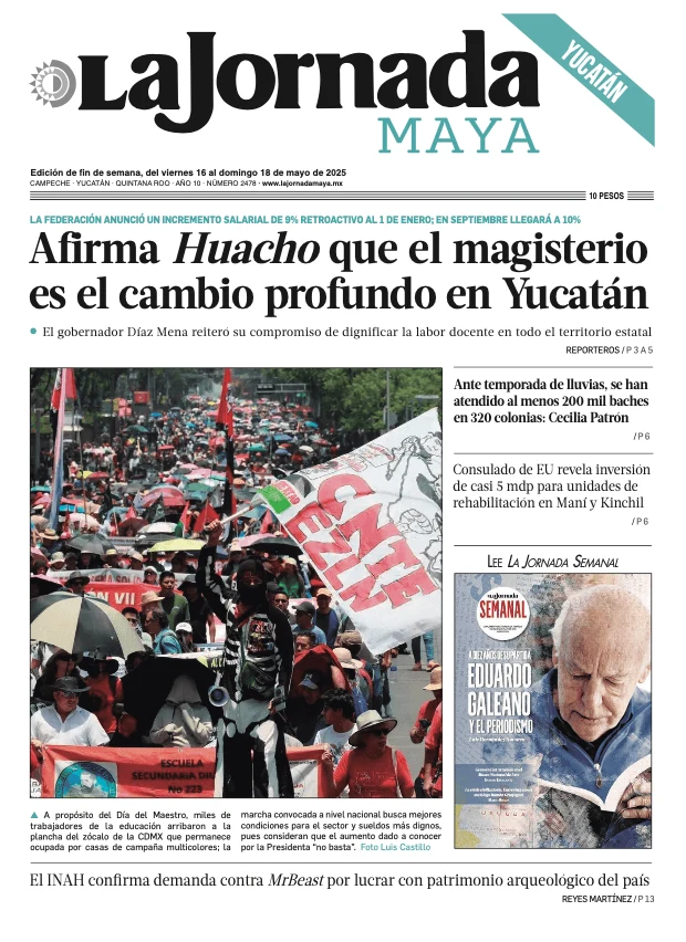 Portada de La Jornada Maya Yucatán del viernes, 16 de mayo de 2025