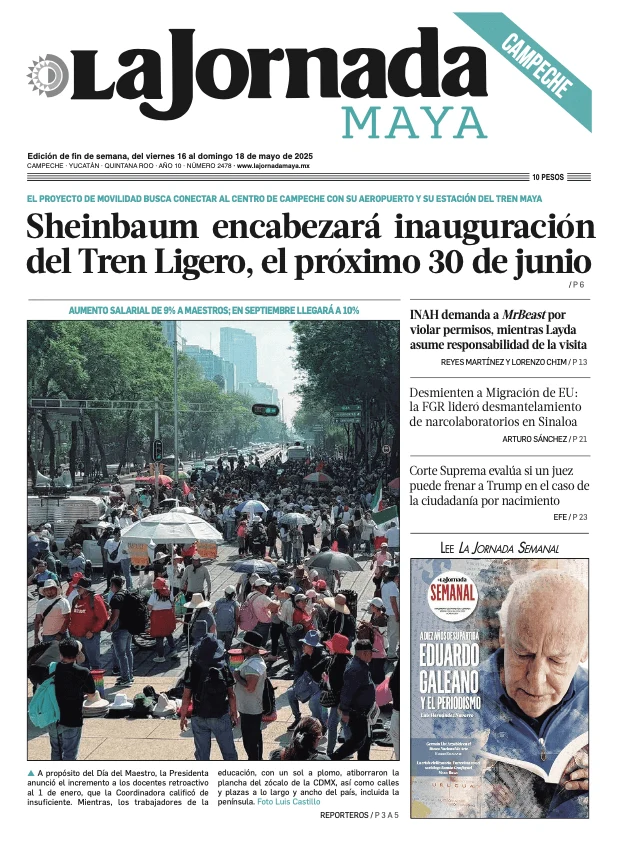 Portada de La Jornada Maya Campeche del viernes, 16 de mayo de 2025