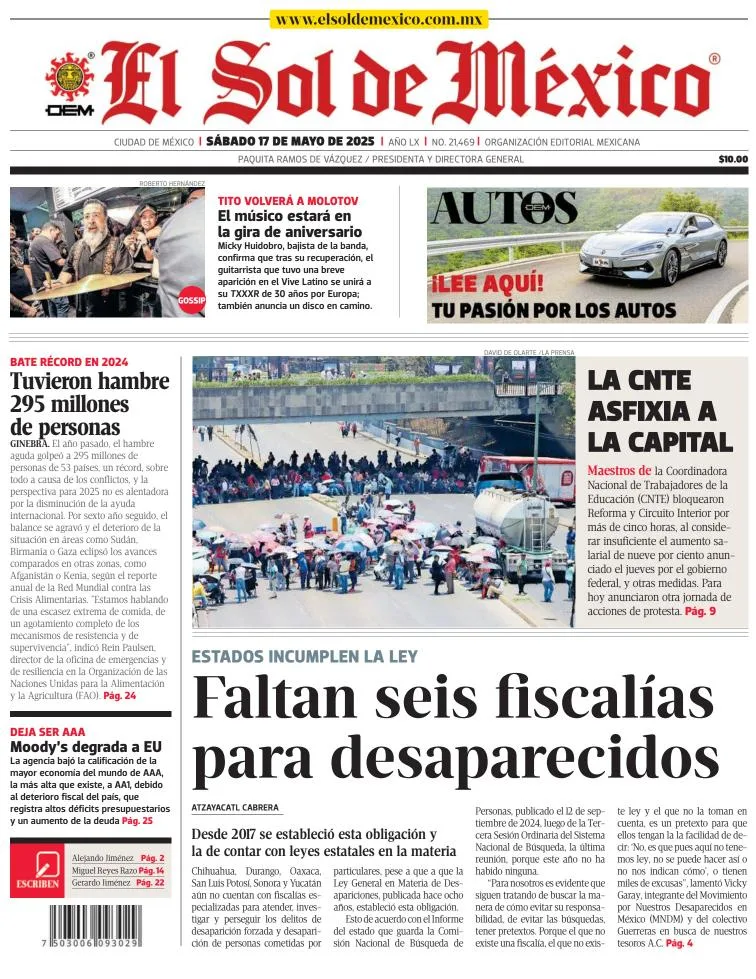 Portada de El Sol de Mexico