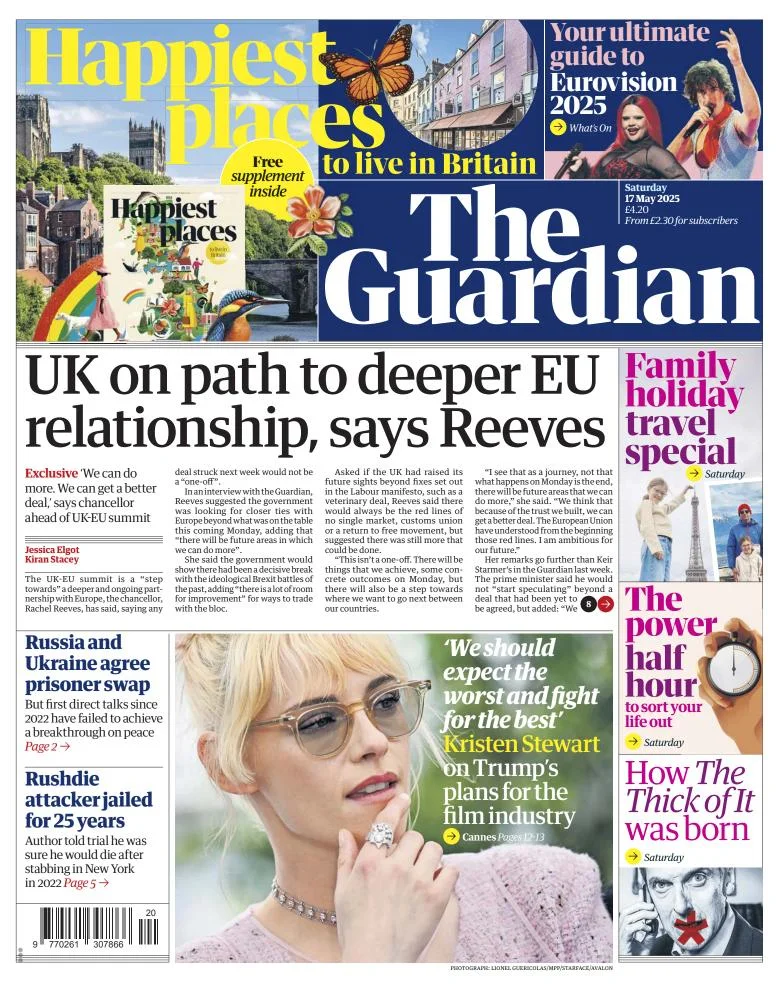 Portada de The Guardian (reino Unido)