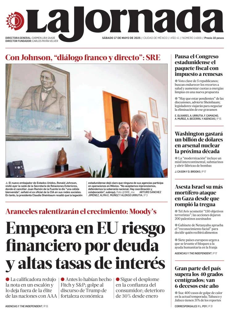 Portada de La Jornada del sábado, 17 de mayo de 2025