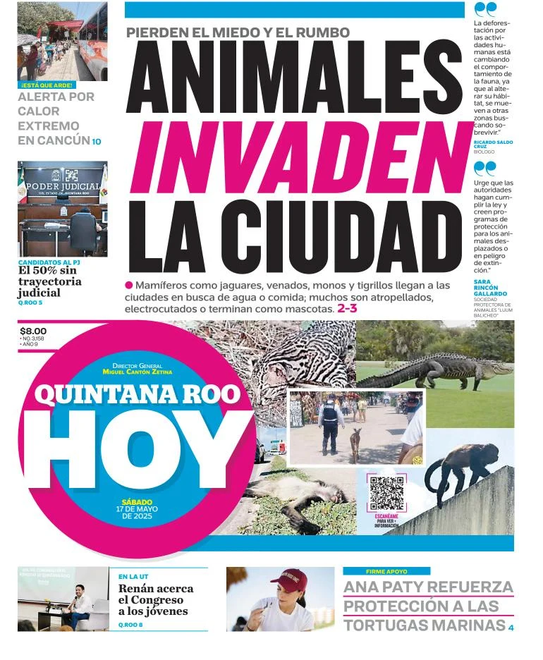 Portada de Quintana Roo Hoy del sábado, 17 de mayo de 2025