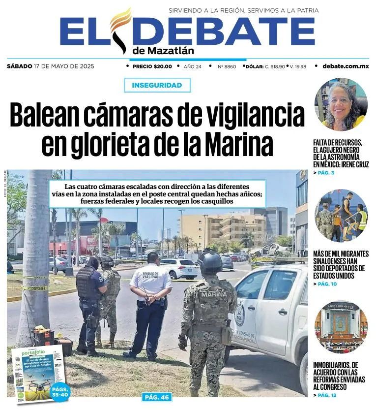 Portada de El Debate de Mazatlan del sábado, 17 de mayo de 2025