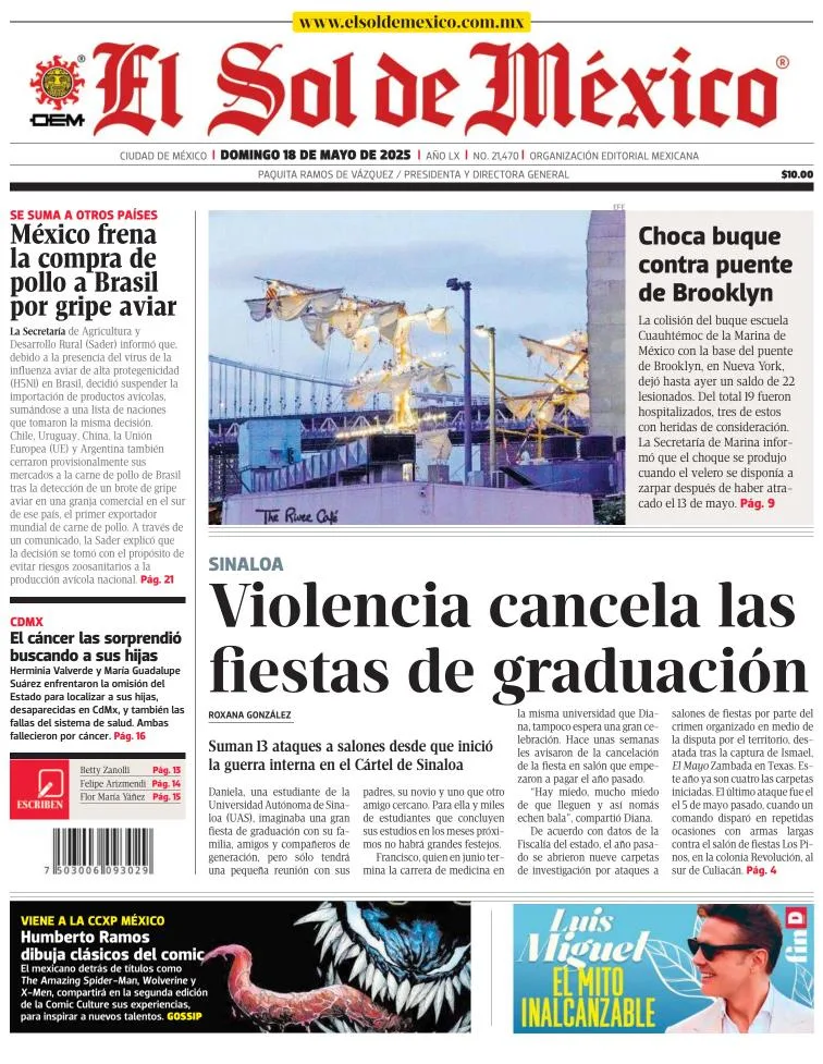 Portada de El Sol de Mexico