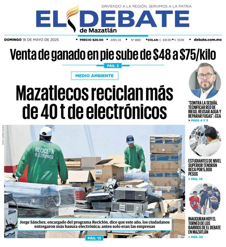 Portada de El Debate de Mazatlan