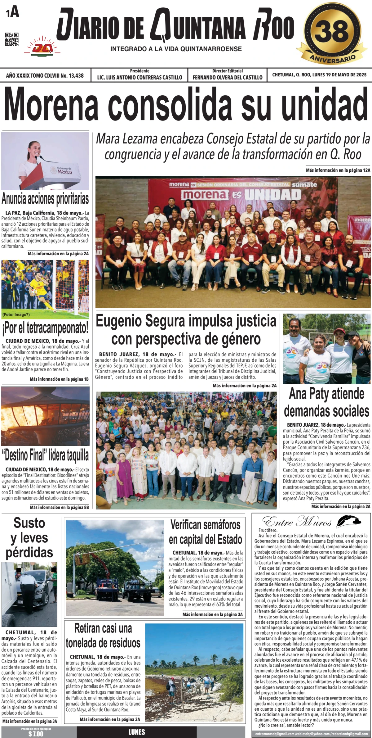 Portada de Diario de Quintana Roo (portada)