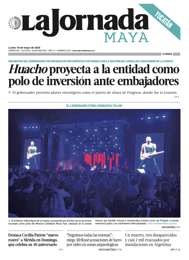 Portada de La Jornada Maya Yucatán del lunes, 19 de mayo de 2025