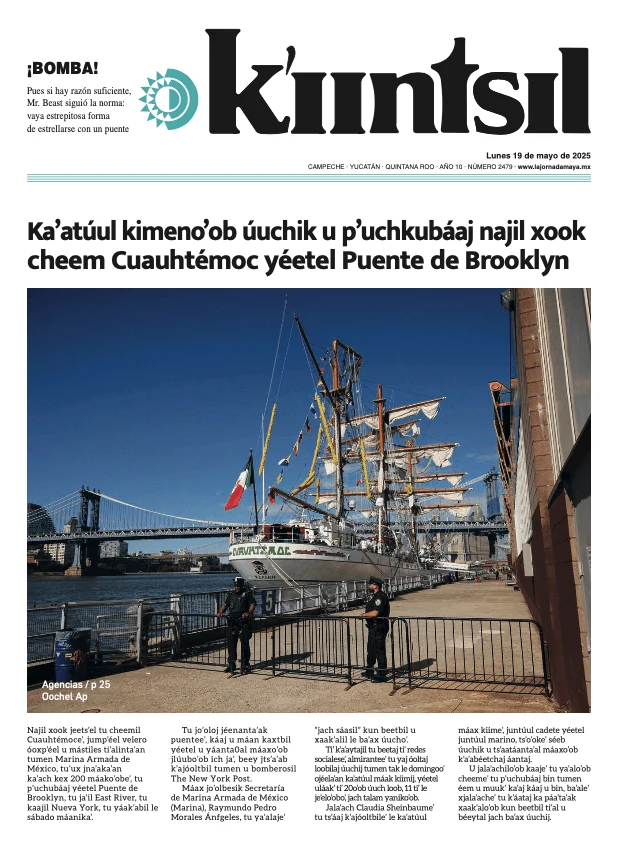 Portada de La Jornada - Kiintsil del lunes, 19 de mayo de 2025