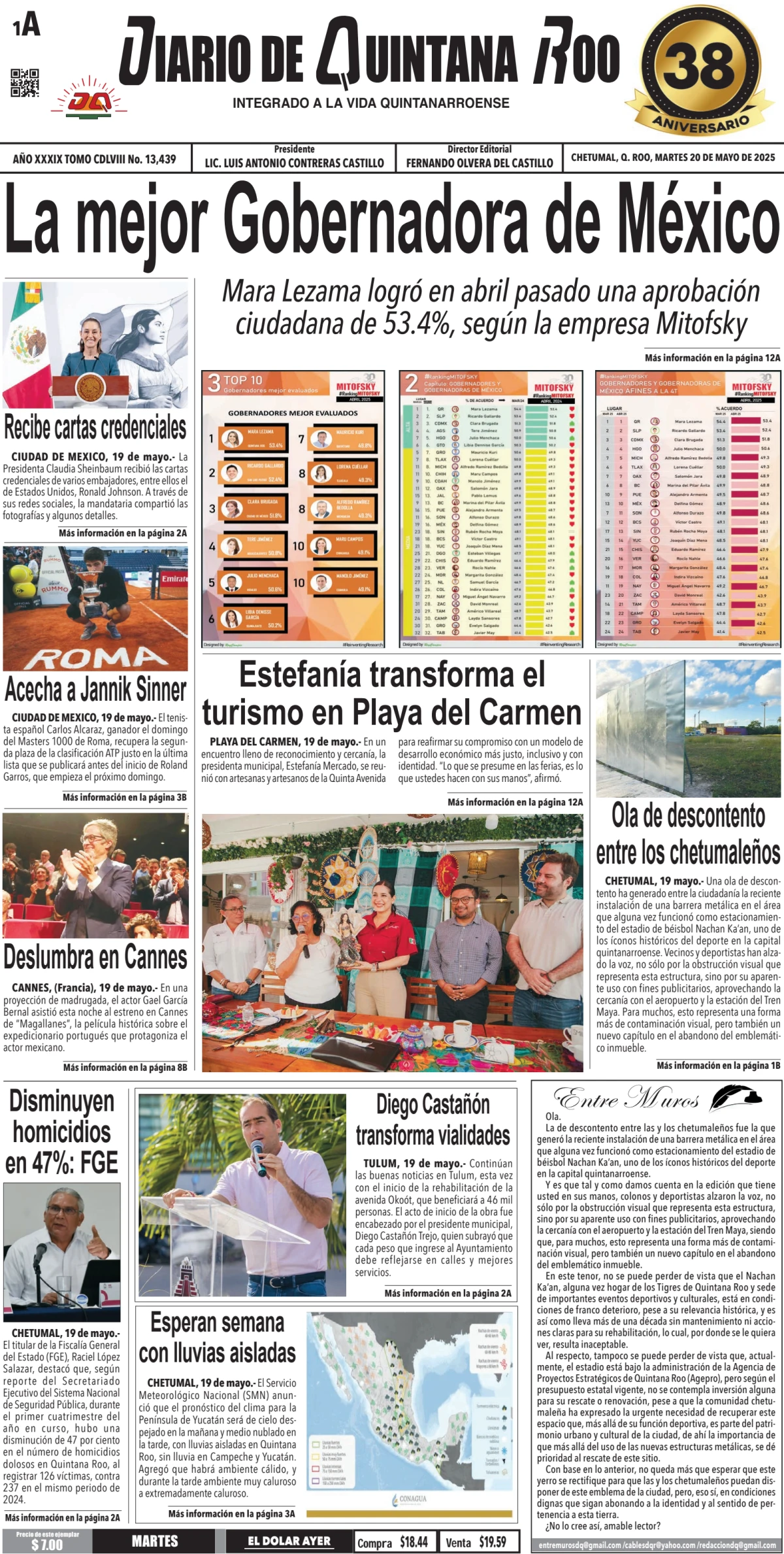 Portada de Diario de Quintana Roo (portada)