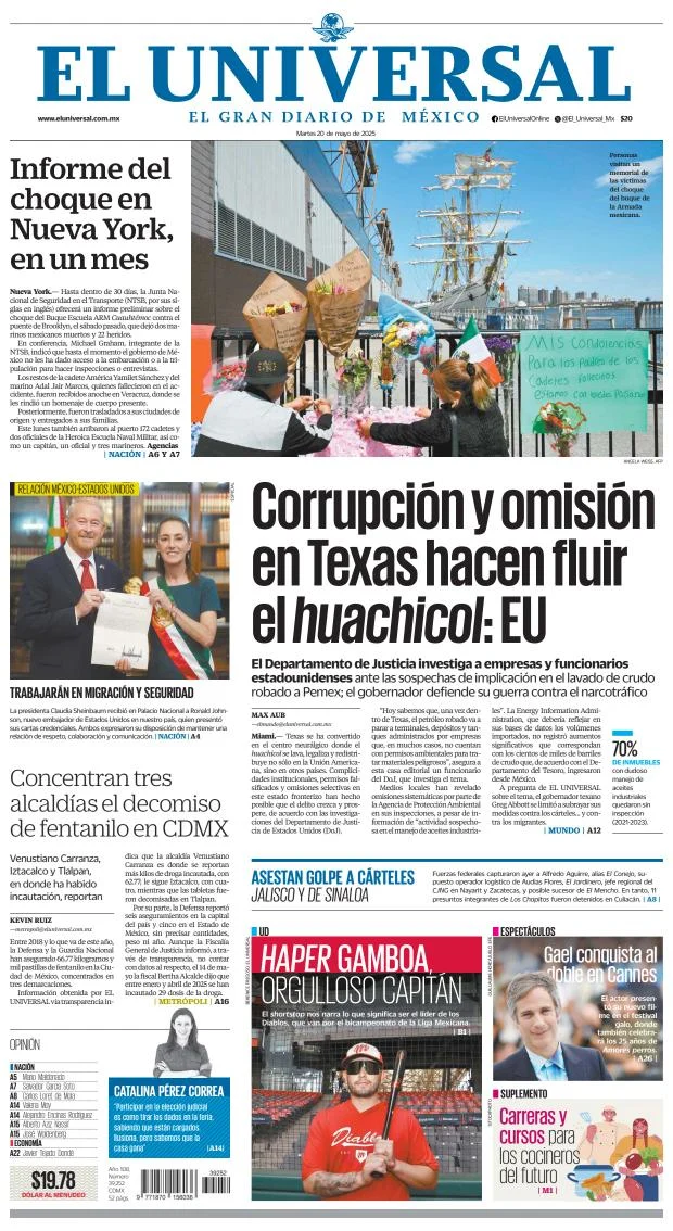 Portada de El Universal