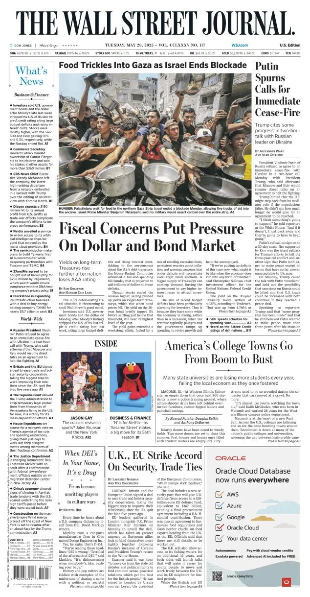 Portada de The Wall Street Journal
