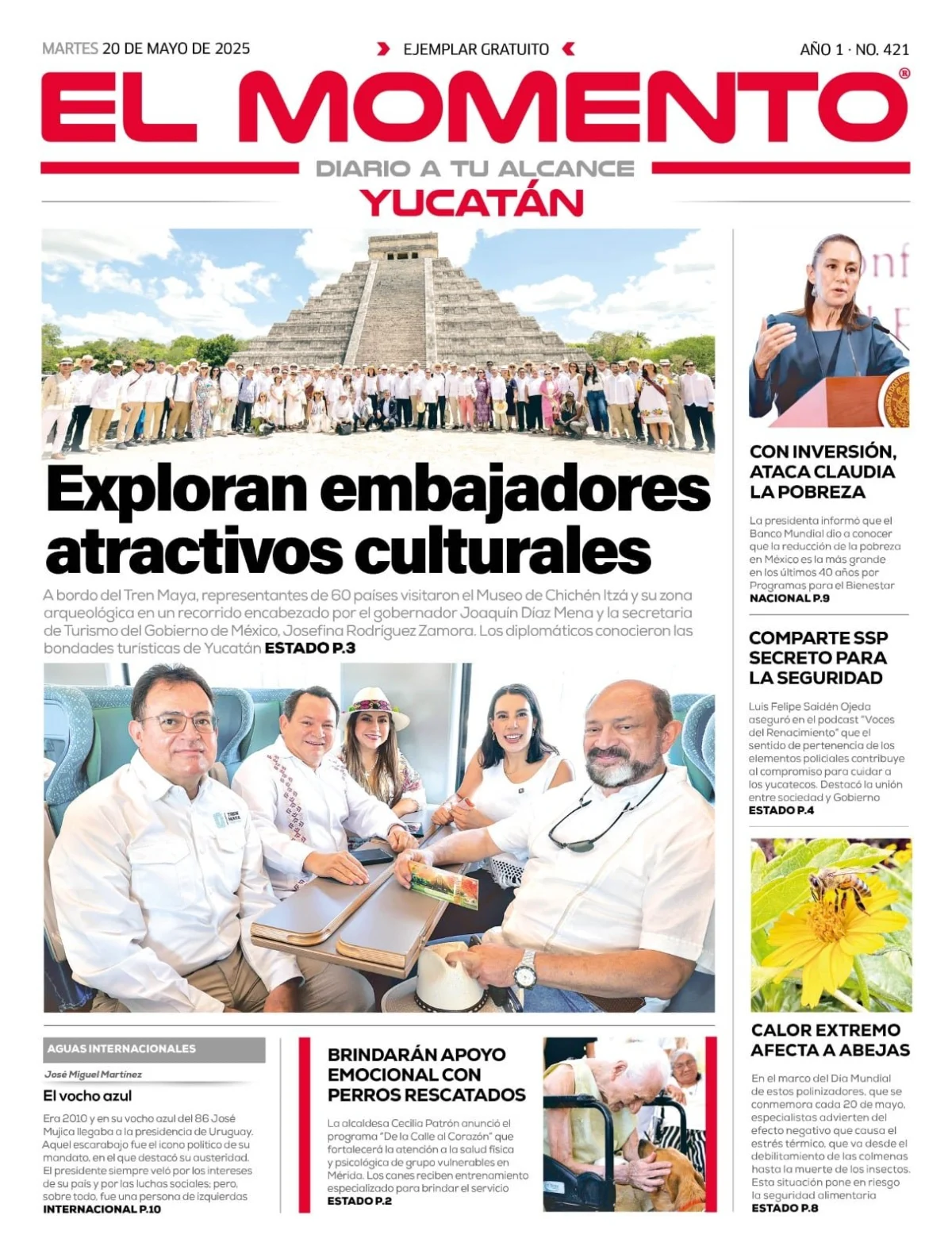 Portada de El Momento Yucatan del martes, 20 de mayo de 2025