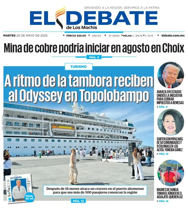 Portada de El Debate de los Mochis del martes, 20 de mayo de 2025