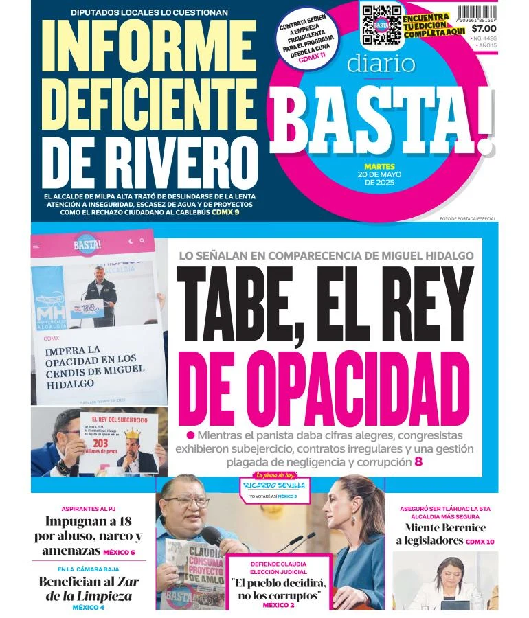 Portada de Basta del martes, 20 de mayo de 2025