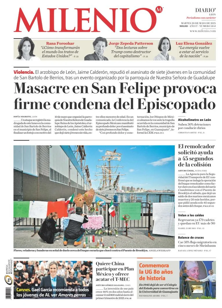 Portada de Milenio Leon del martes, 20 de mayo de 2025