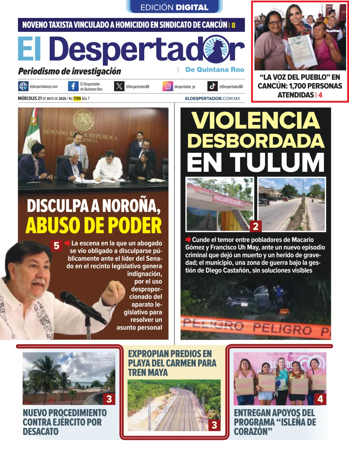 Portada de El Despertador de Quintana Roo