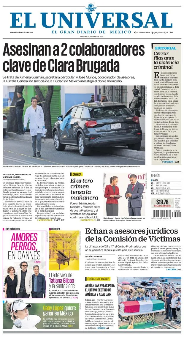 Portada de El Universal