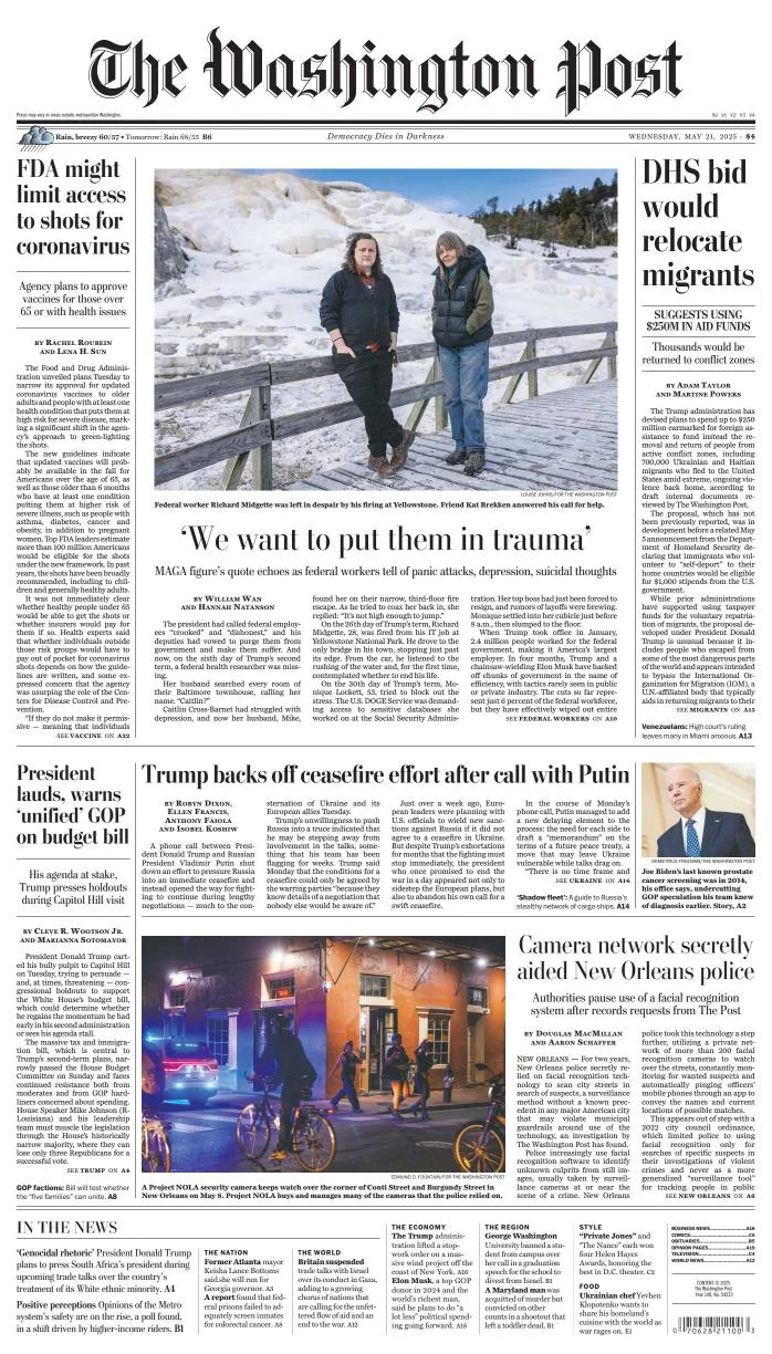 Portada de The Washington Post