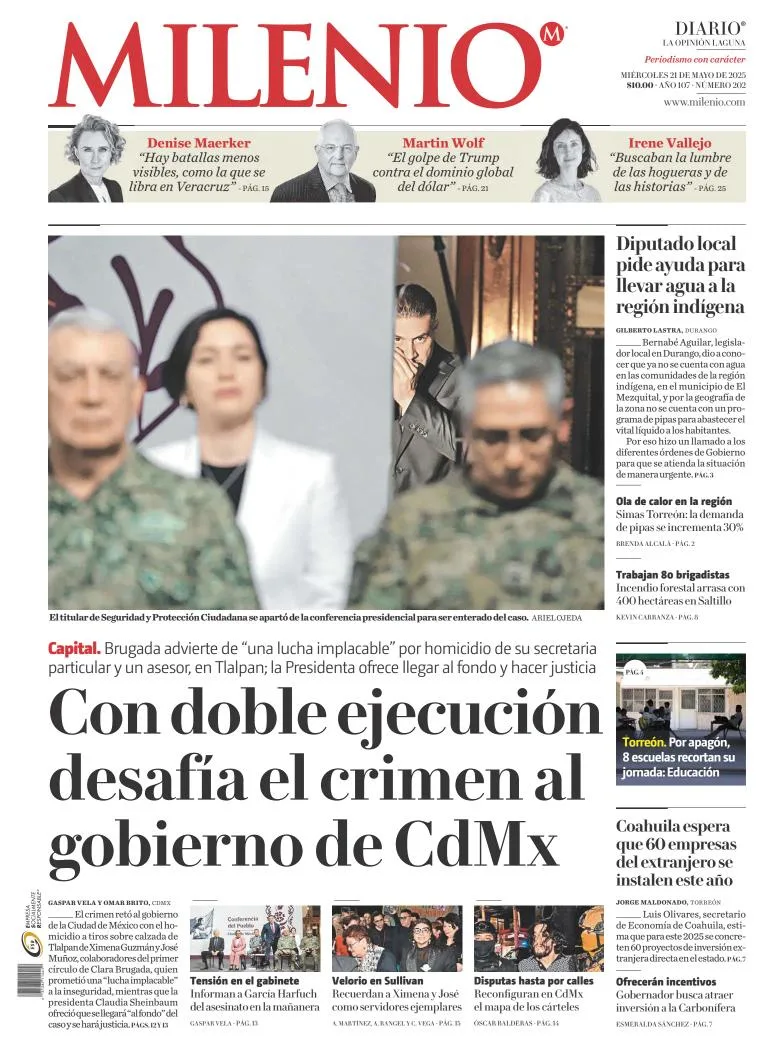 Portada de Milenio Laguna del miércoles, 21 de mayo de 2025