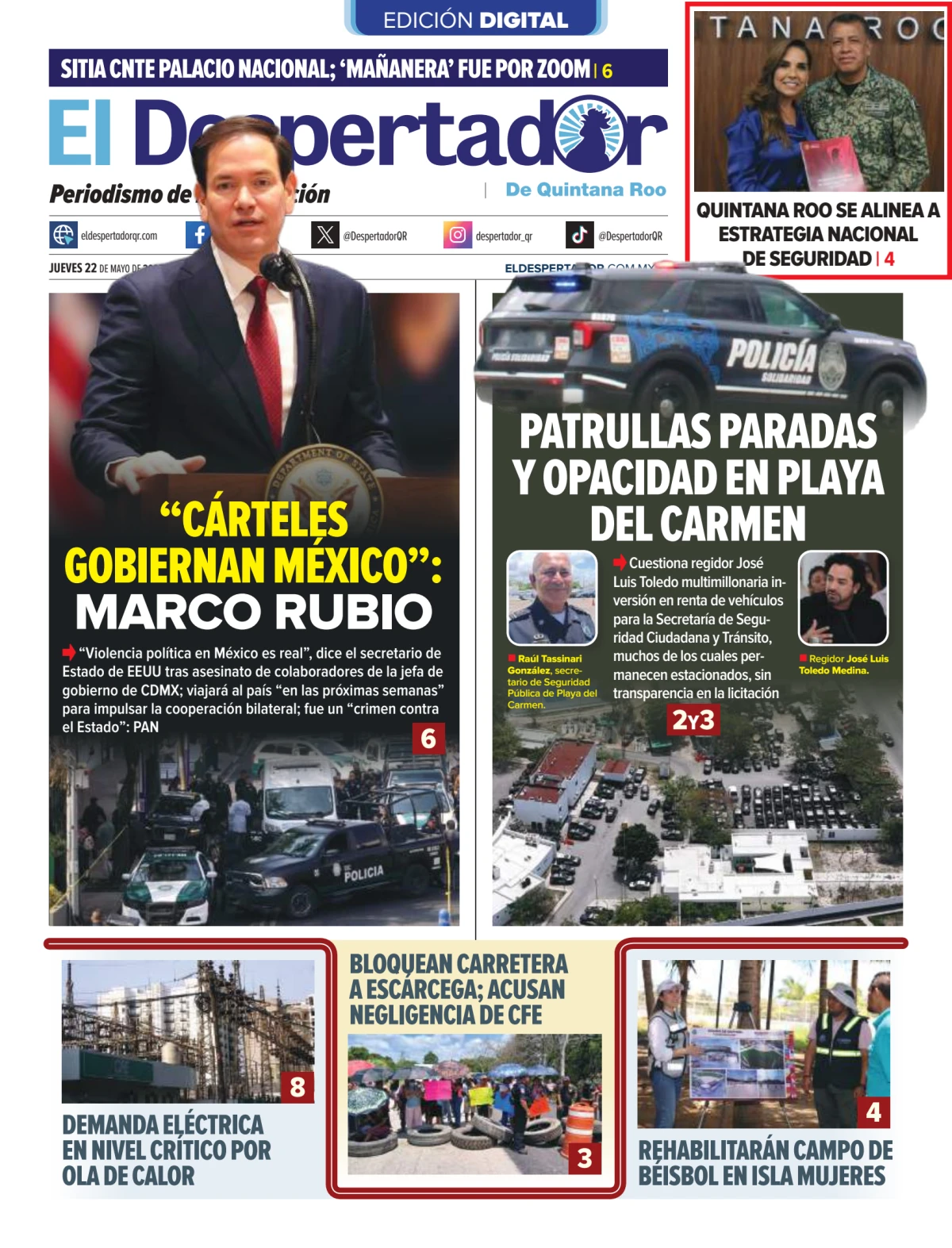 Portada de El Despertador de Quintana Roo