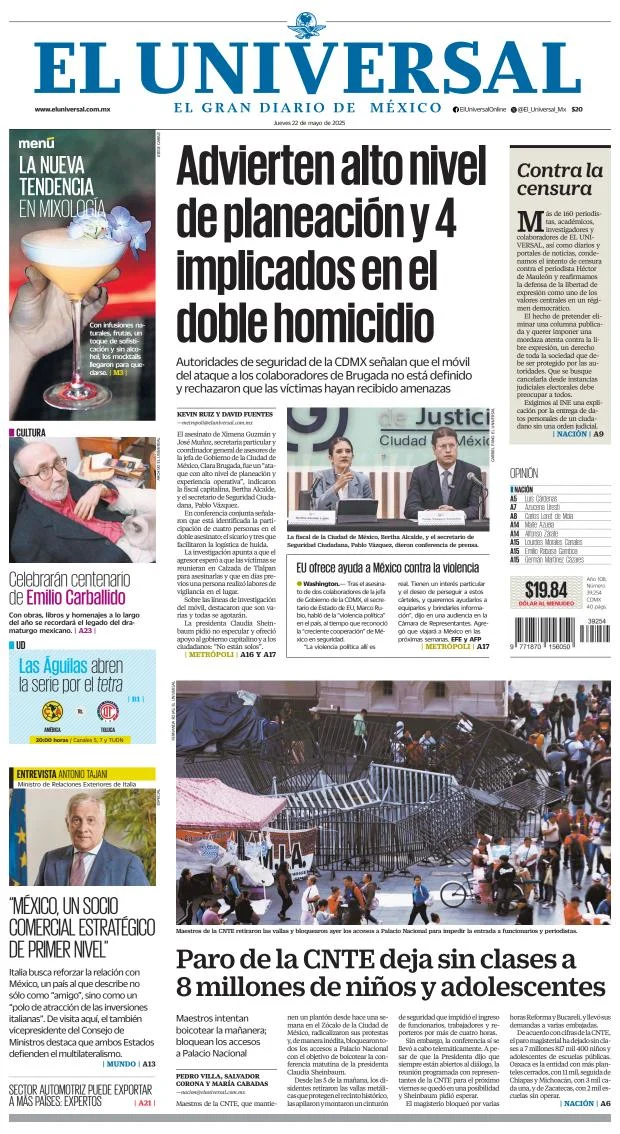 Portada de El Universal